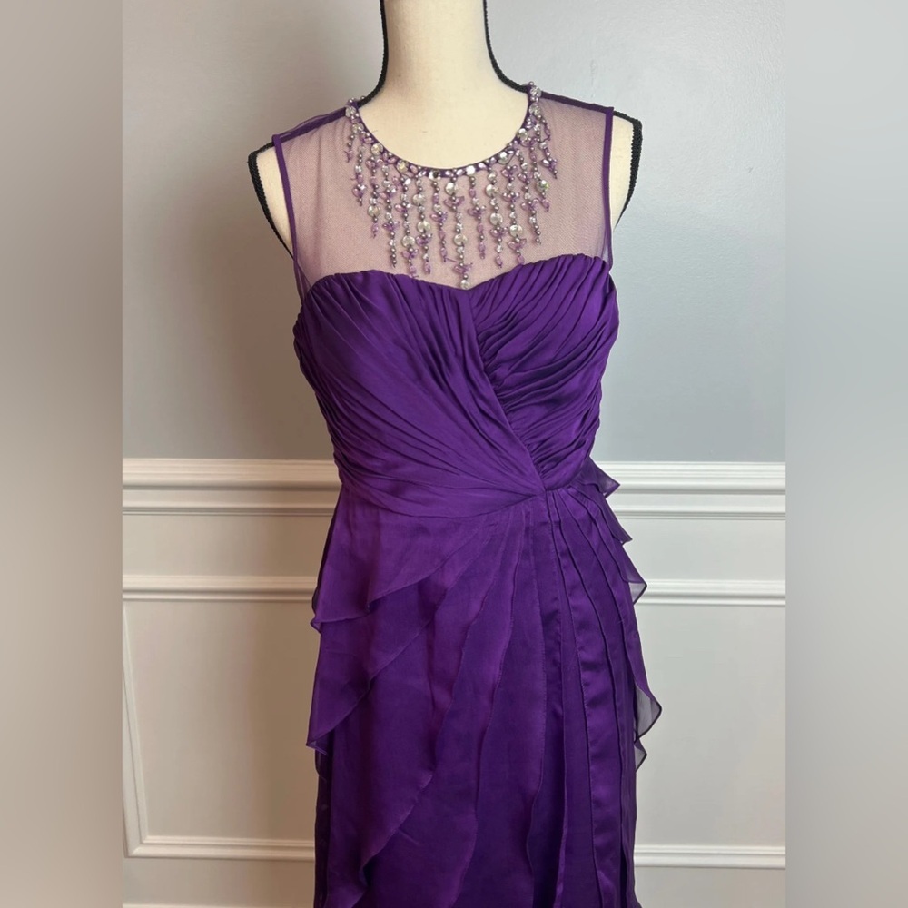 Adrianna Papell Purple Sleeveless Gemstone Midi Dress Size 6